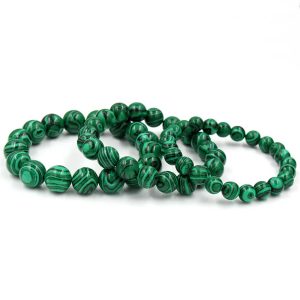 Bracelet élastique homme véritable pierre en malachite