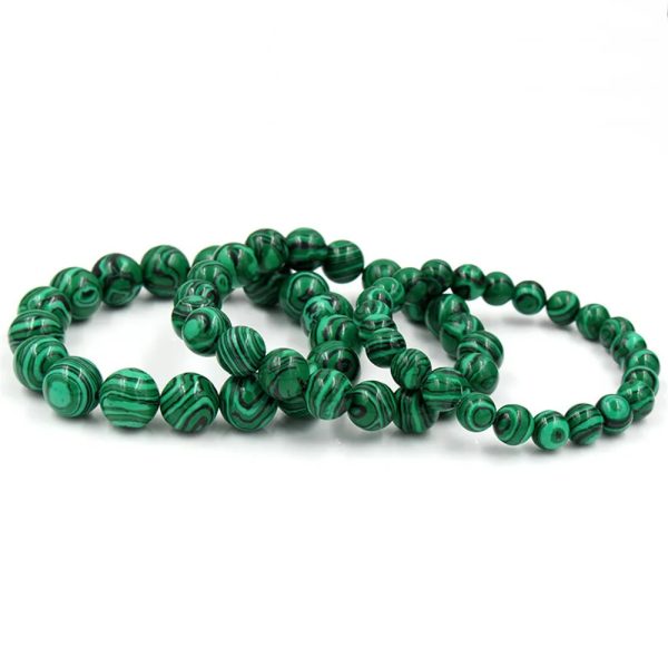 Bracelet élastique homme véritable pierre en malachite