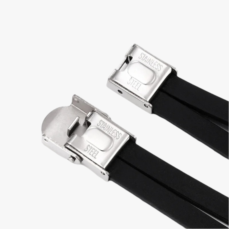 Bracelet Homme Ou Femme En Cuir Et Acier Inoxydable - Bijou Sans Marque, Neuf Avec étiquettes D'origine