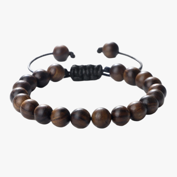 bracelet tressé en perle de bois pour homme