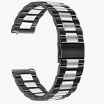 Bracelet de montre en acier inoxydable noirargenté 22mm