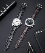 Bracelet montre cuir homme crocodile​