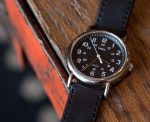 Bracelet montre cuir noir homme-Boucle à aiguille