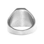 Bague chevalière lion sculptée en acier inoxydable finition argentée