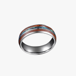 Bague homme au design organique mariant métal inrayable et bois noble