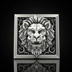 Bague homme motif lion rugissant sculpté en acier design médiéval