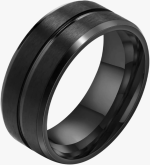 Bague homme noire confortable en tungstène
