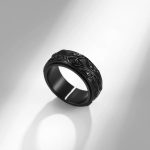 Bague rotative anti-stress homme en acier sculpté style rétro