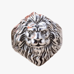 Chevalière homme tête de lion en argent massif 925 sculpté
