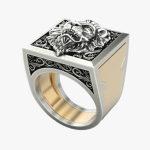 Chevalière lion homme en acier inoxydable style gothique et rock