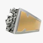 Chevalière tête de lion en acier inoxydable style punk pour homme et femme