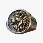 Grosse bague lion rétro pour homme en acier massif haute résistance