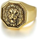 Grosse bague lion unisexe en acier inoxydable résistant style biker punk