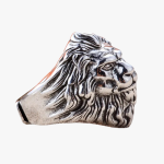 Grosse bague tête de lion argentée style motard et rock pour homme