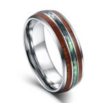bague homme en tungstène avec incrustation bois naturel