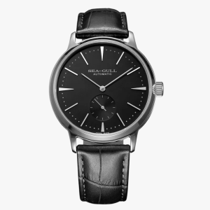 Montre-Homme-Mecanique-noir-bracelet-Cuir.