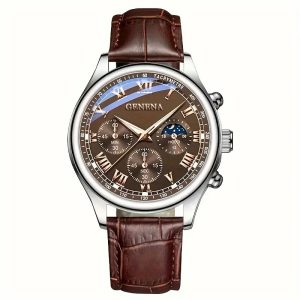 Montre Homme Quartz - Bracelet Cuir Marron