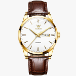 Montre à quartz OLEVS pour homme en or blanc