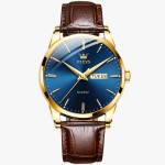 Montre à quartz OLEVS pour homme en or bleu