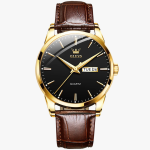 Montre à quartz OLEVS pour homme en or noir