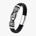 Bracelet Homme corde en noir Look Viking
