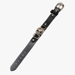 Bracelet Homme en Cuir Noir Style Biker - Crâne