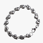 Bracelet biker perle homme tete de mort en argent