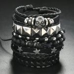 Plusieurs bracelet ensemble cuir , punk tete de mort