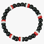 Bracelet homme obsidienne noire – noir-blanc-rouge
