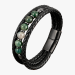 Bracelet homme tressé agate mousse