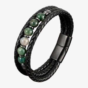 Bracelet homme tressé agate mousse