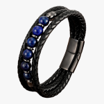Bracelet homme tressé lapis lazuli – fermoir magnétique
