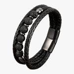 Bracelet homme tressé pierre de lave