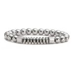 Bracelet homme élastique entièrement en perles d'hématite argentée brillante avec rondelles et cubes