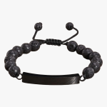 Bracelet Homme Pierre de Lave Noire fond blanc