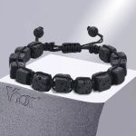 Bracelet homme en cubes de pierre de lave tissé macramé vox