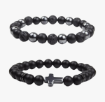 ensemble-2-bracelets-homme-onyx-lave-hematite-croix-naturel-ardoise fond blanc