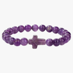 Bracelet améthyste croix – pierre naturelle fond blanc