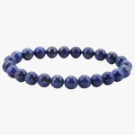 Bracelet homme élastique en perles de lapis-lazuli bleu moucheté de pyrite dorée