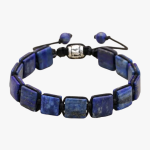 Bracelet homme en plaques carrées de lapis-lazuli tissé macramé avec cordon ajustabl