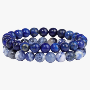 Bracelet homme en rondelles de lapis-lazuli bleu et acier sur cordon ajustable