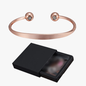 Bracelet jonc cuivre magnétique lisse à graver avec noitier