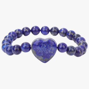Bracelet en lapis-lazuli avec grand cœur central en lapis-lazuli