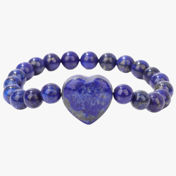 Bracelet en lapis-lazuli avec grand cœur central en lapis-lazuli