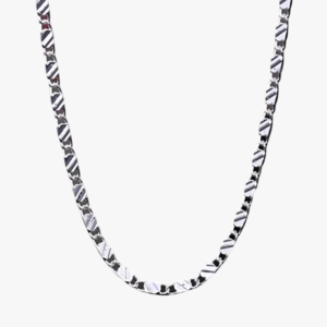 Chaine collier homme argent 925 argentée maille plate striée vue de face fond blanc