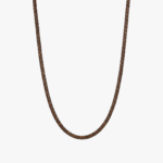 Collier cordon cuir marron homme tressé vue à plat fond blanc